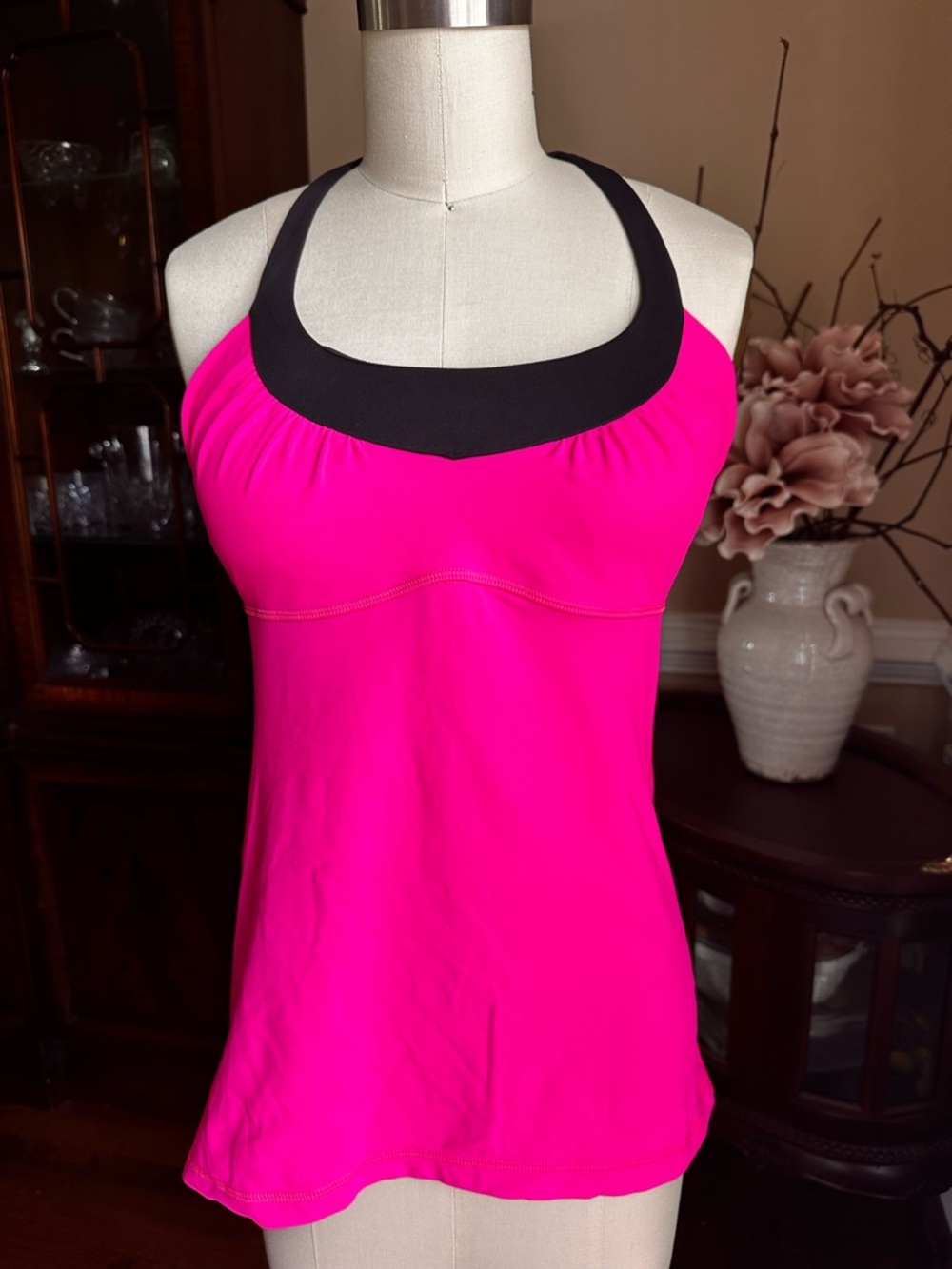 Lululemon Hot Pink Tank Top with Black Trim